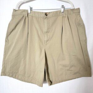 Cambridge Classic Mens Bermuda Shorts Size 42 Pleated Cotton Khaki Tan